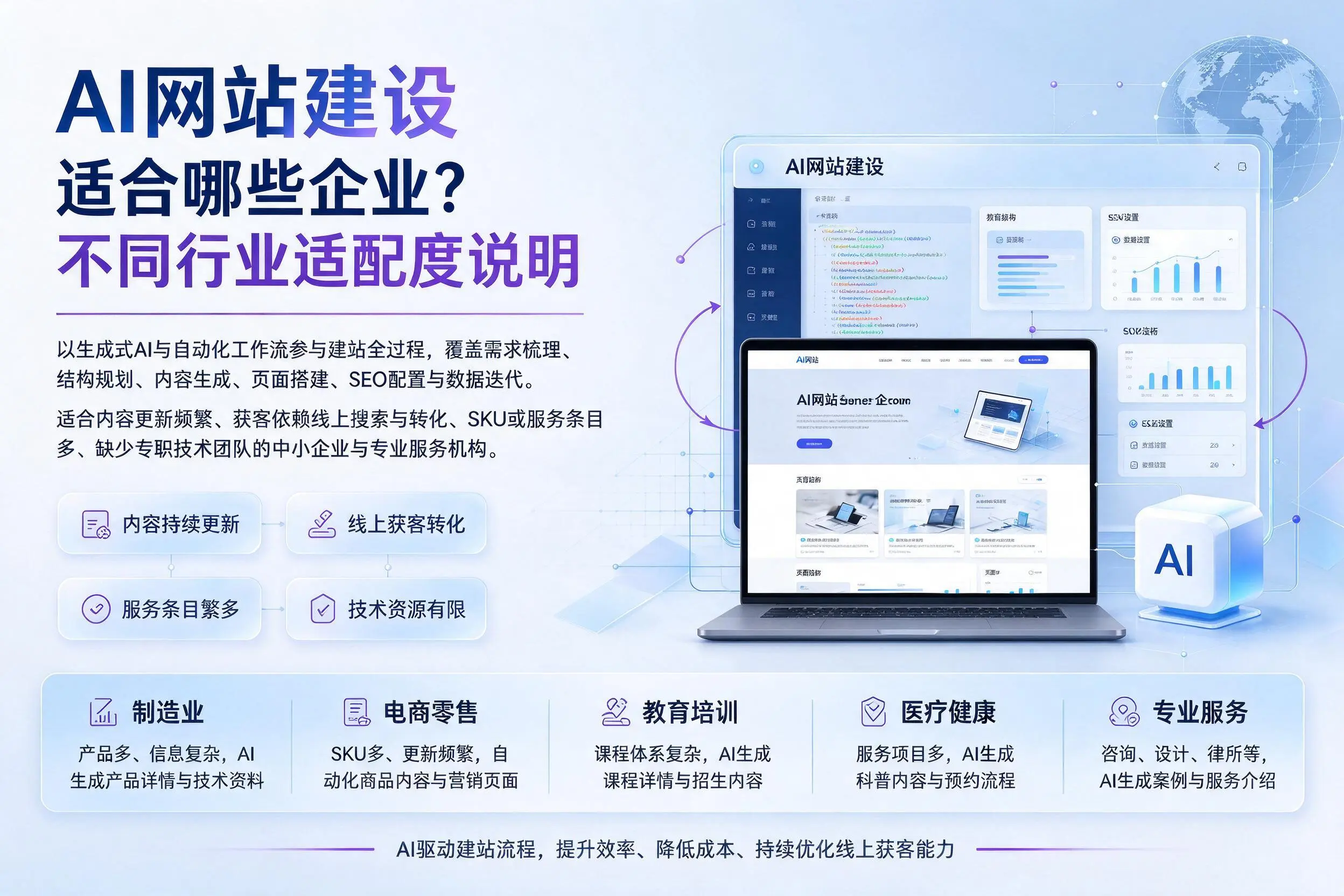 AI网站建设适合哪些企业？博尔塔拉不同行业适配度说明